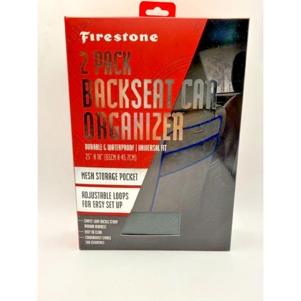 Firestone 2 Pack Backseat Car Organizer Waterproof Mesh Storage Pocket NEW